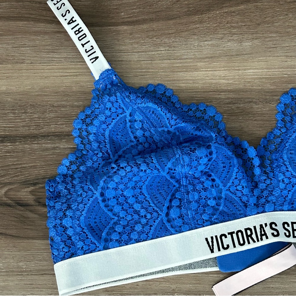 Victoria’s Secret White and Blue Lace Bra Women Size Large - Picture 6 of 6